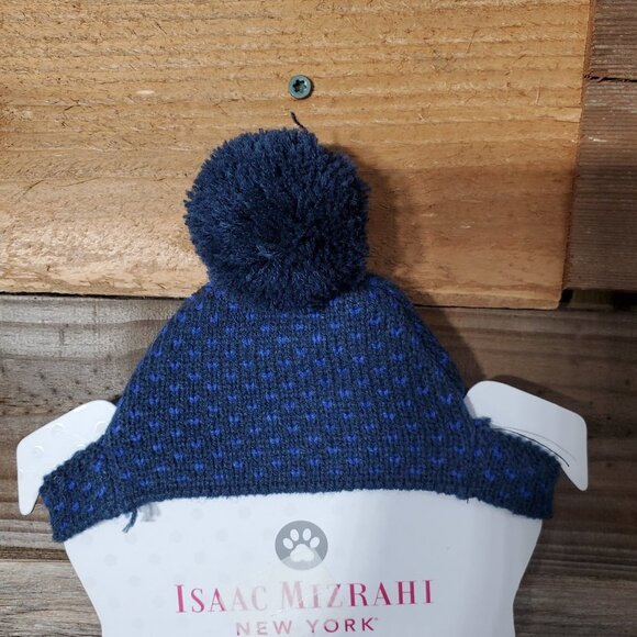 Winter Scarf and Hat Set for Dogs & Cats Neck Ear Warmer - Isaac Mizrahi - Blue - Picture 2 of 3